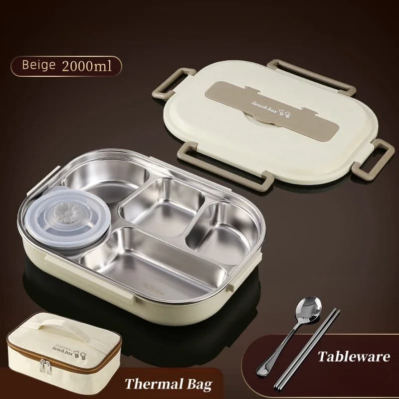 304 Stainless Steel Insulated Lunch Box with Bag Office Worker Sealed Portable Bento Box Set Student Kids Food Storage Container