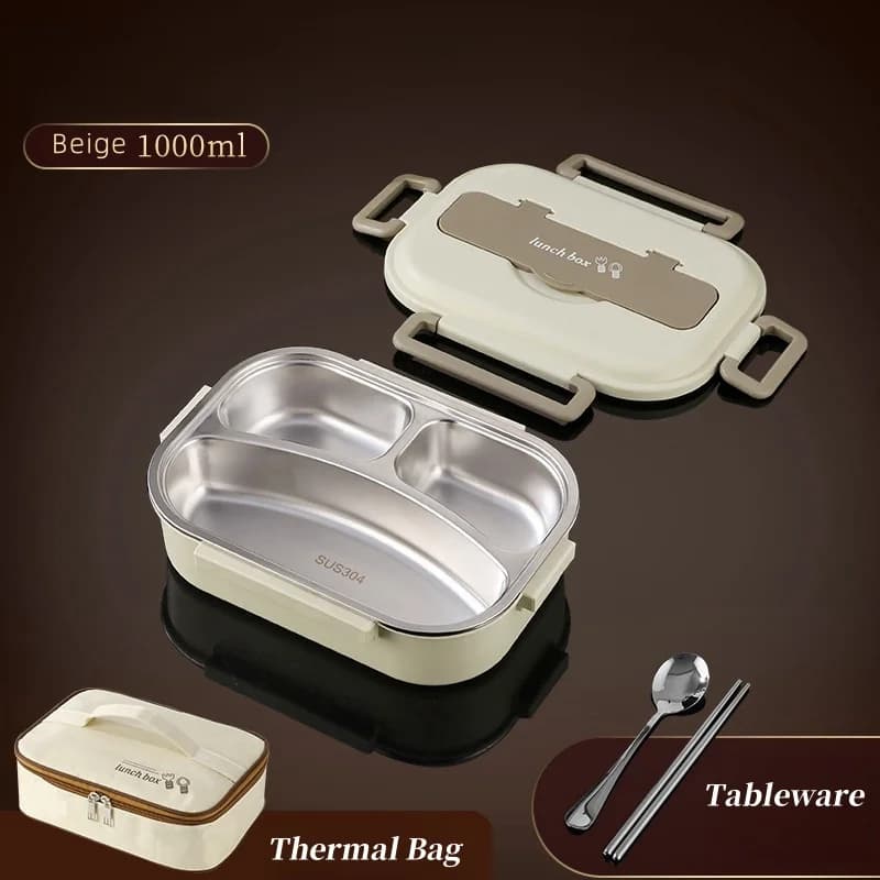 304 Stainless Steel Insulated Lunch Box with Bag Office Worker Sealed Portable Bento Box Set Student Kids Food Storage Container