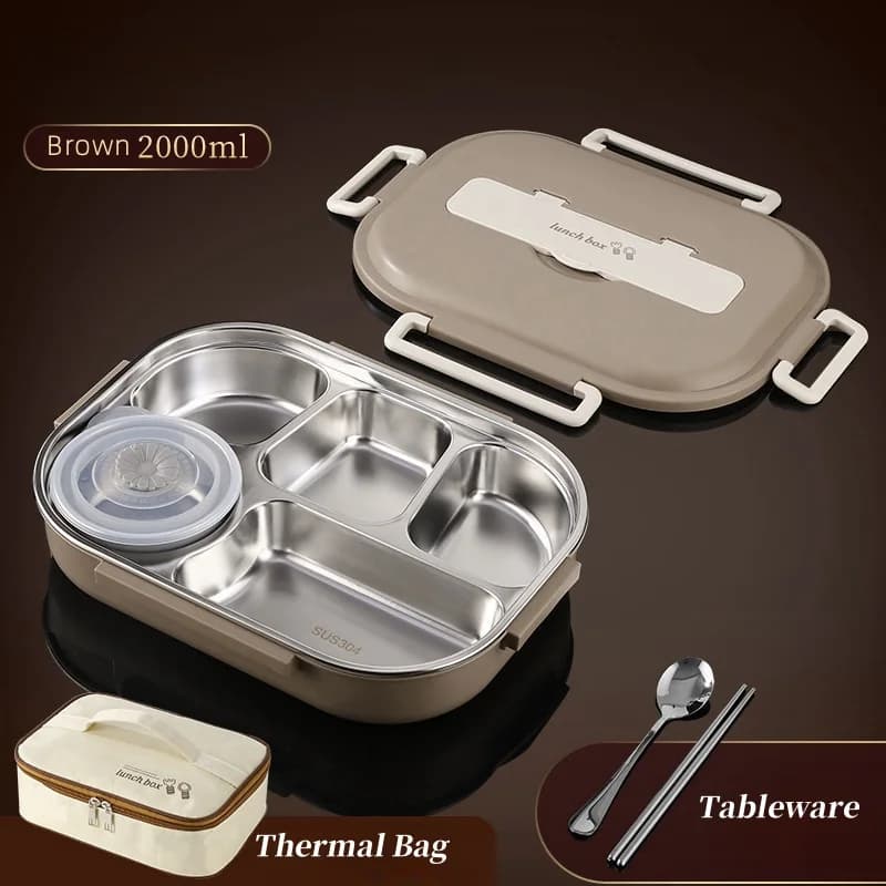 304 Stainless Steel Insulated Lunch Box with Bag Office Worker Sealed Portable Bento Box Set Student Kids Food Storage Container