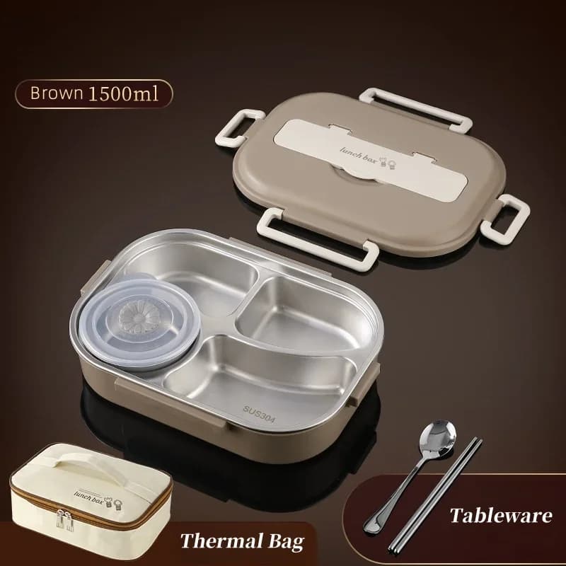 304 Stainless Steel Insulated Lunch Box with Bag Office Worker Sealed Portable Bento Box Set Student Kids Food Storage Container