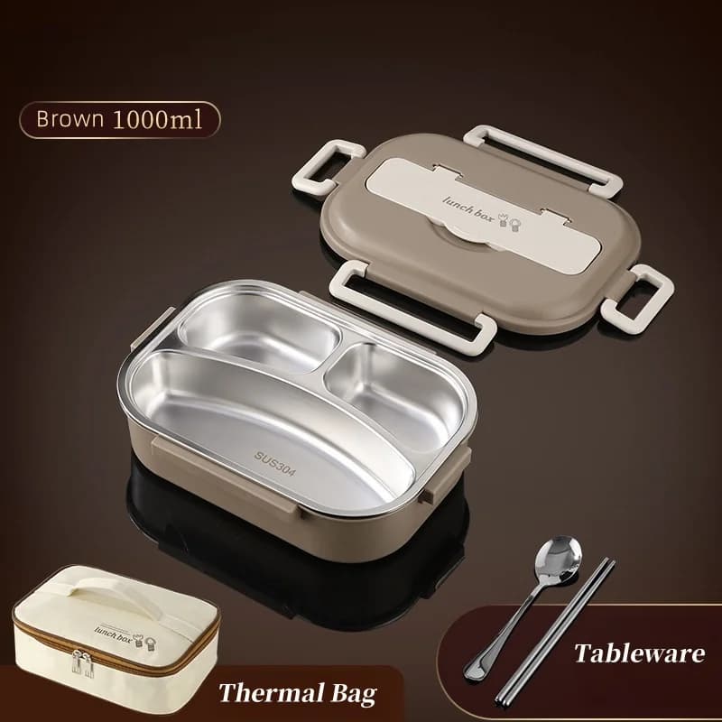 304 Stainless Steel Insulated Lunch Box with Bag Office Worker Sealed Portable Bento Box Set Student Kids Food Storage Container