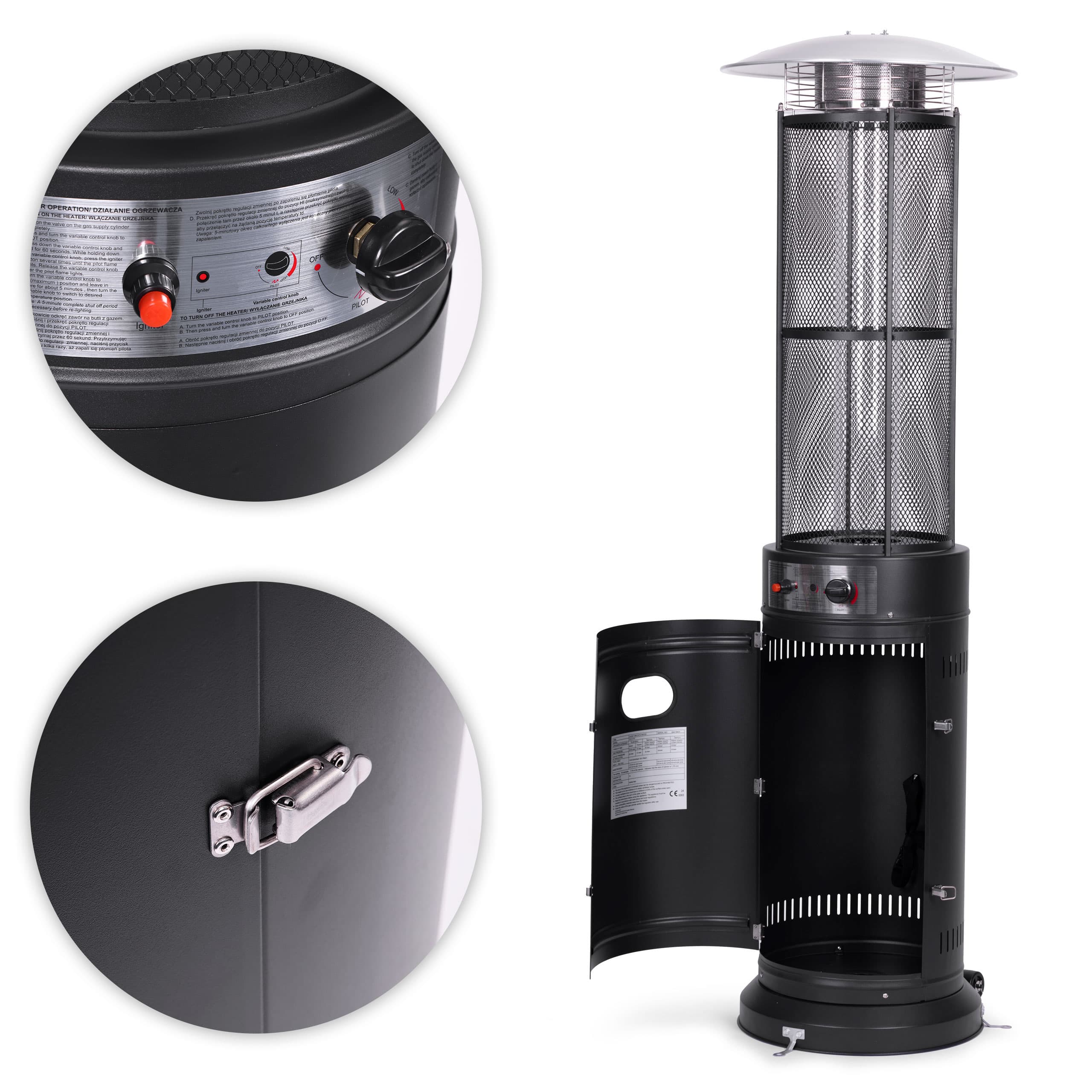 Ogrzewacz parasol gazowy grzejnik 11 kW szklany na ogród patio reduktor wąż pokrowiec MultiGarden