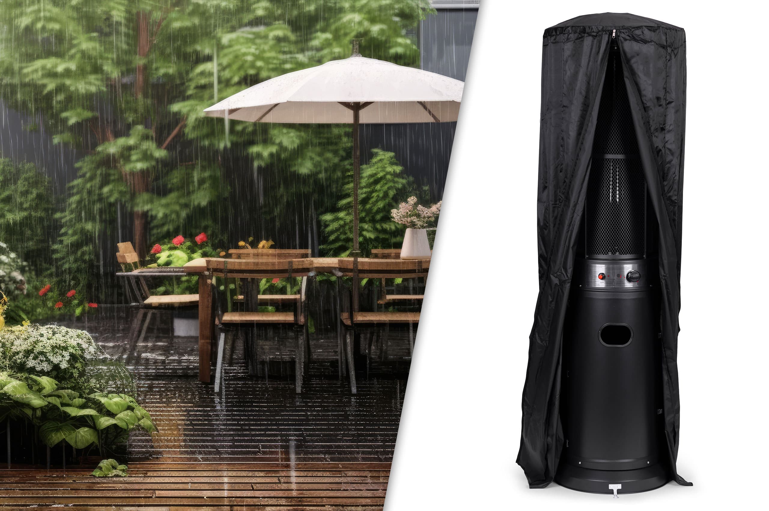 Ogrzewacz parasol gazowy grzejnik 11 kW szklany na ogród patio reduktor wąż pokrowiec MultiGarden