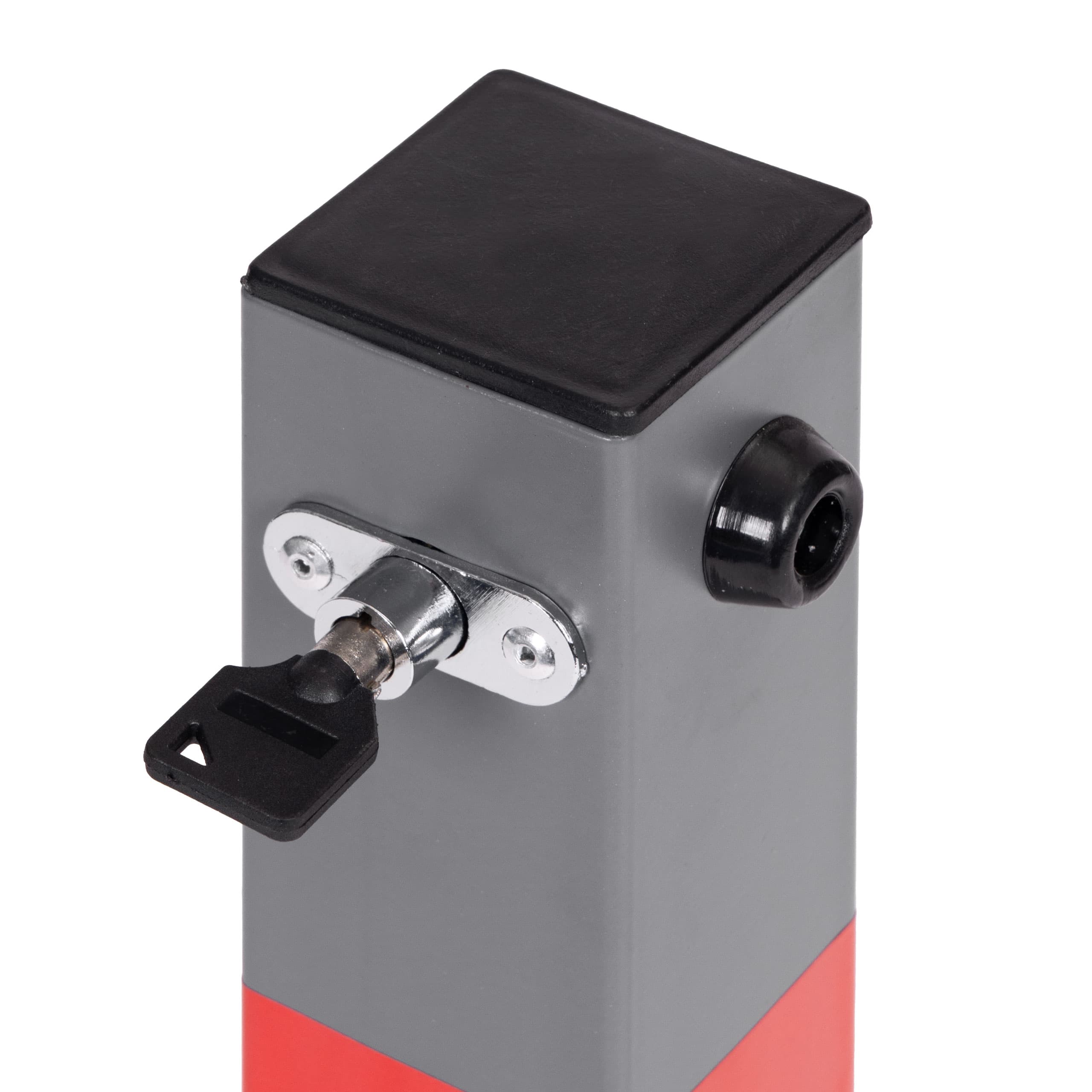 Blokada parkingowa składana słupek 60 cm na klucz z odblaskowymi pasami