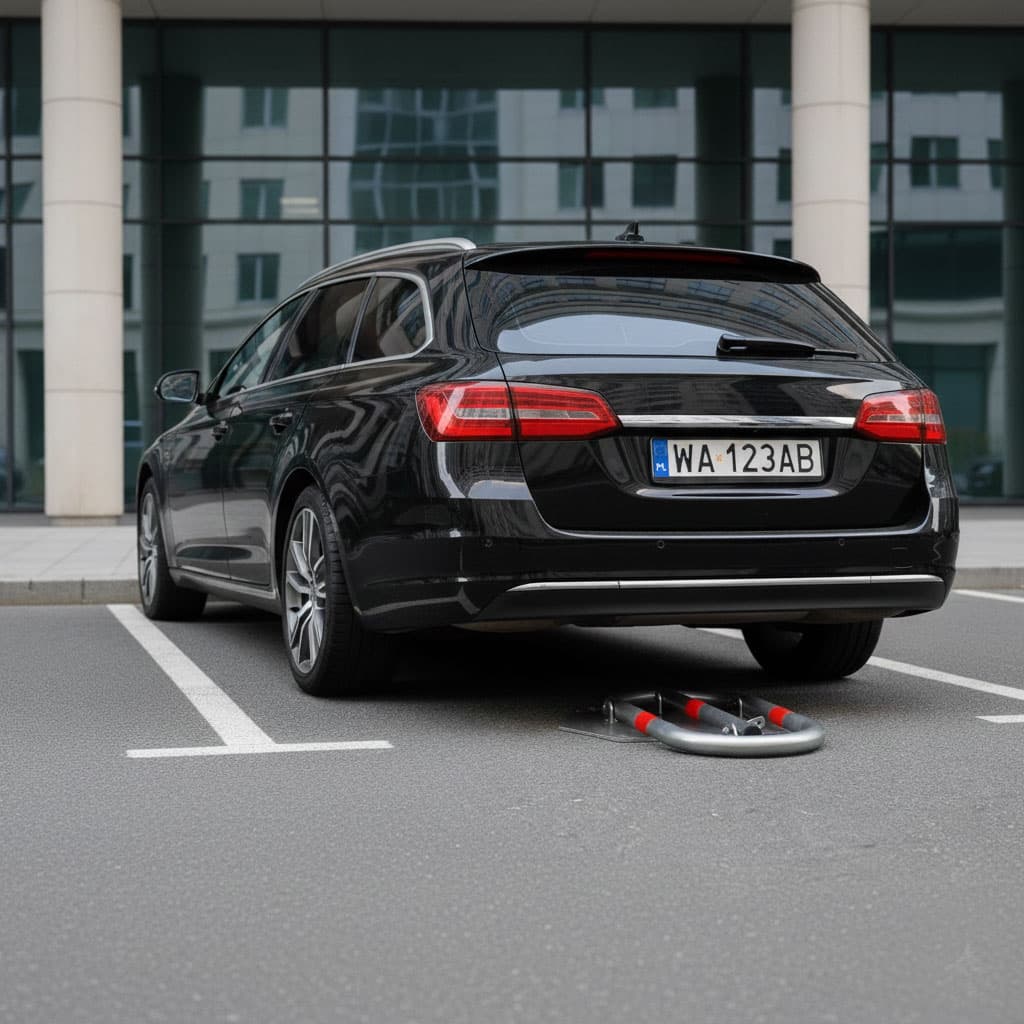 Blokada parkingowa składana zapora 45 cm na kłódkę z odblaskowymi pasami