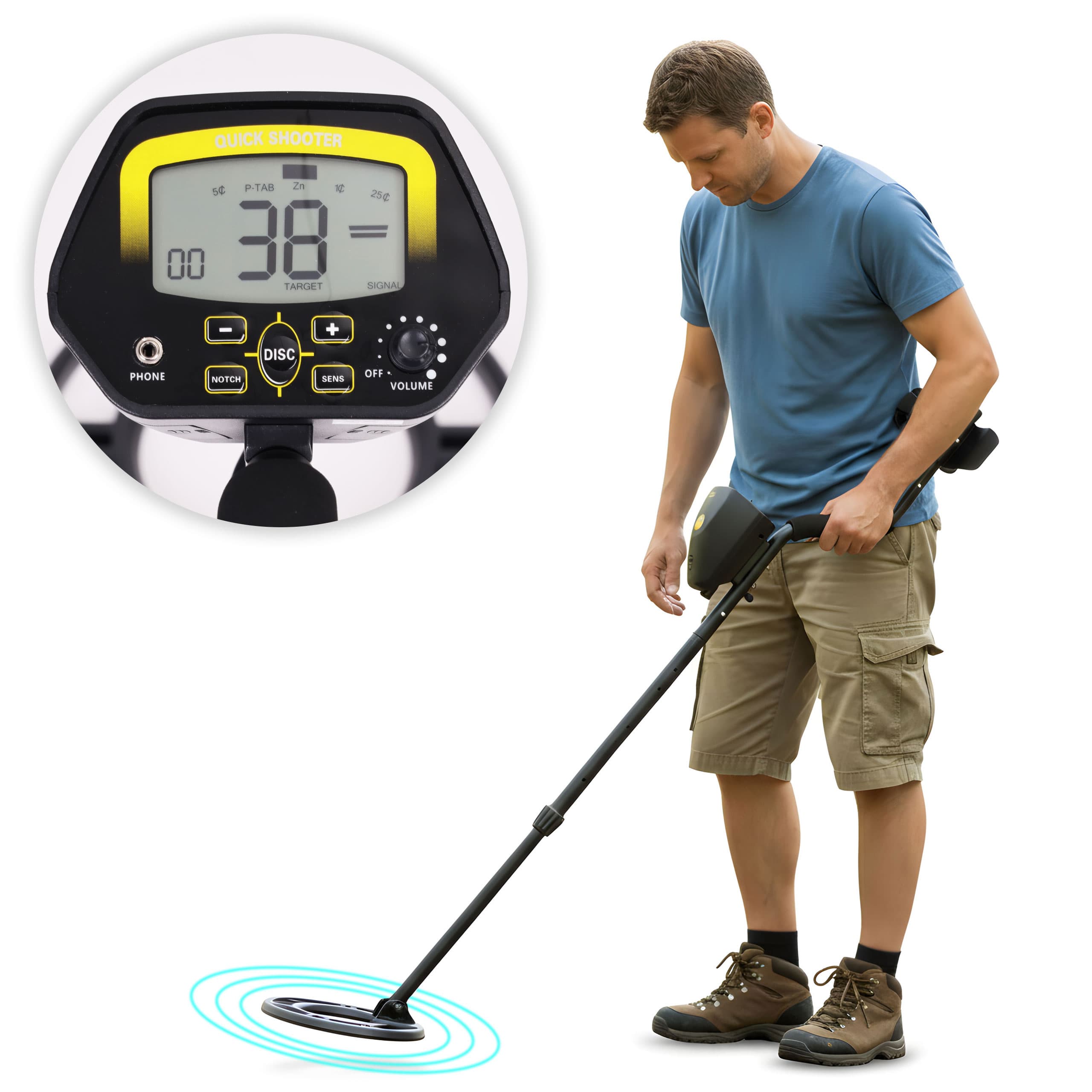 Wykrywacz metali detektor 3 tryby do poszukiwań złota srebra monet LCD