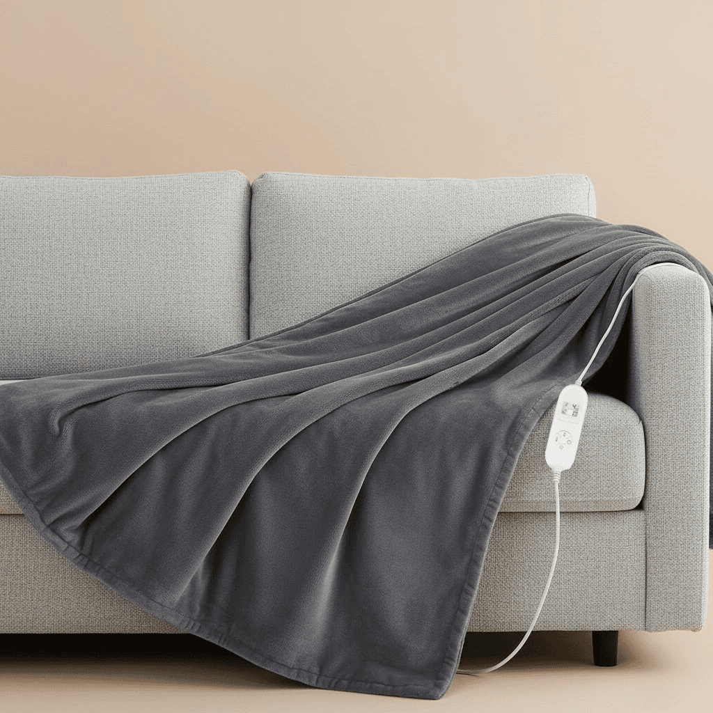 Koc elektryczny dwustronny 120x160 cm mata grzewcza regulacja temperatury pilot