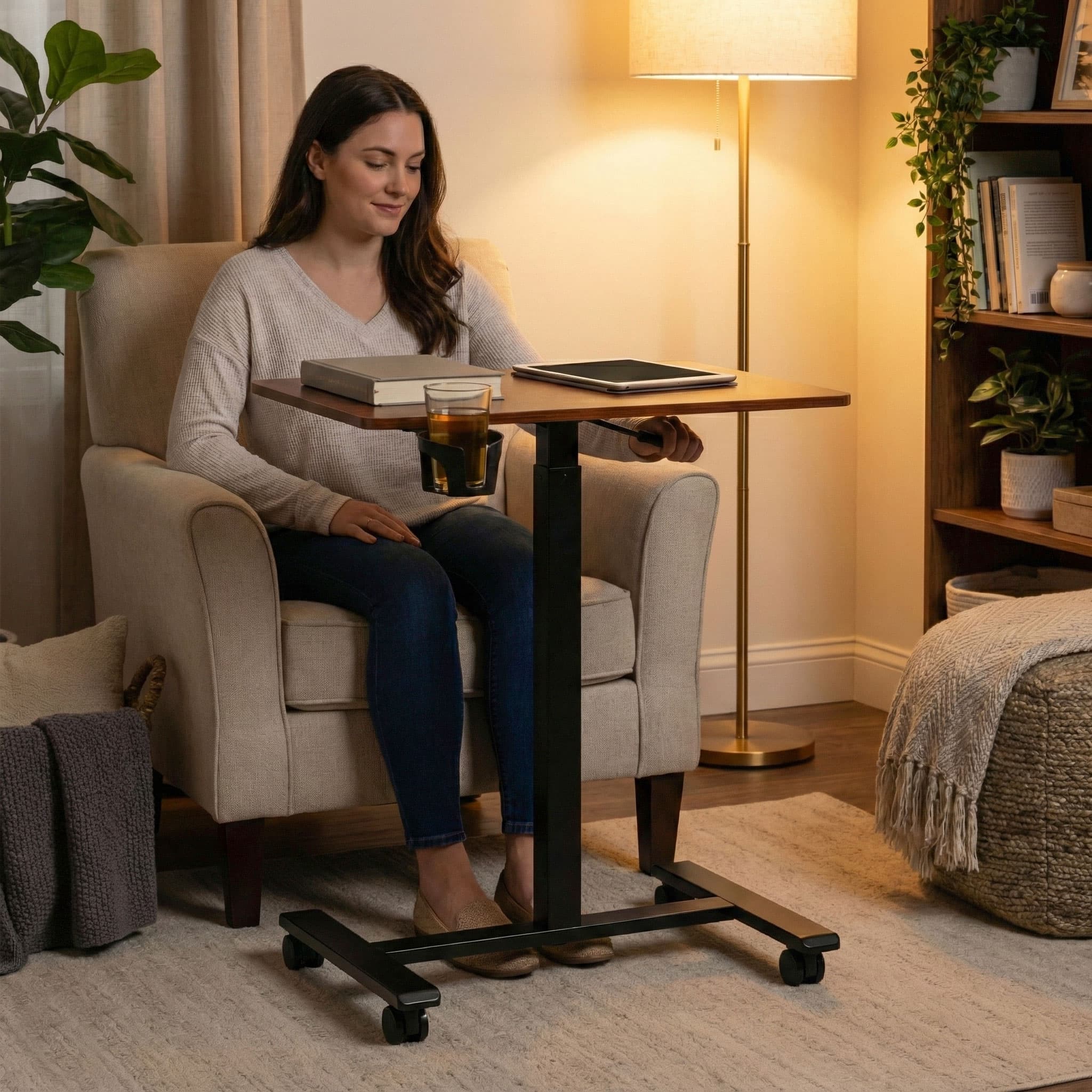 Mobilne biurko regulowane 70x48 cm stolik pod laptopa regulacja wysokości 71,5-112 cm ModernHome