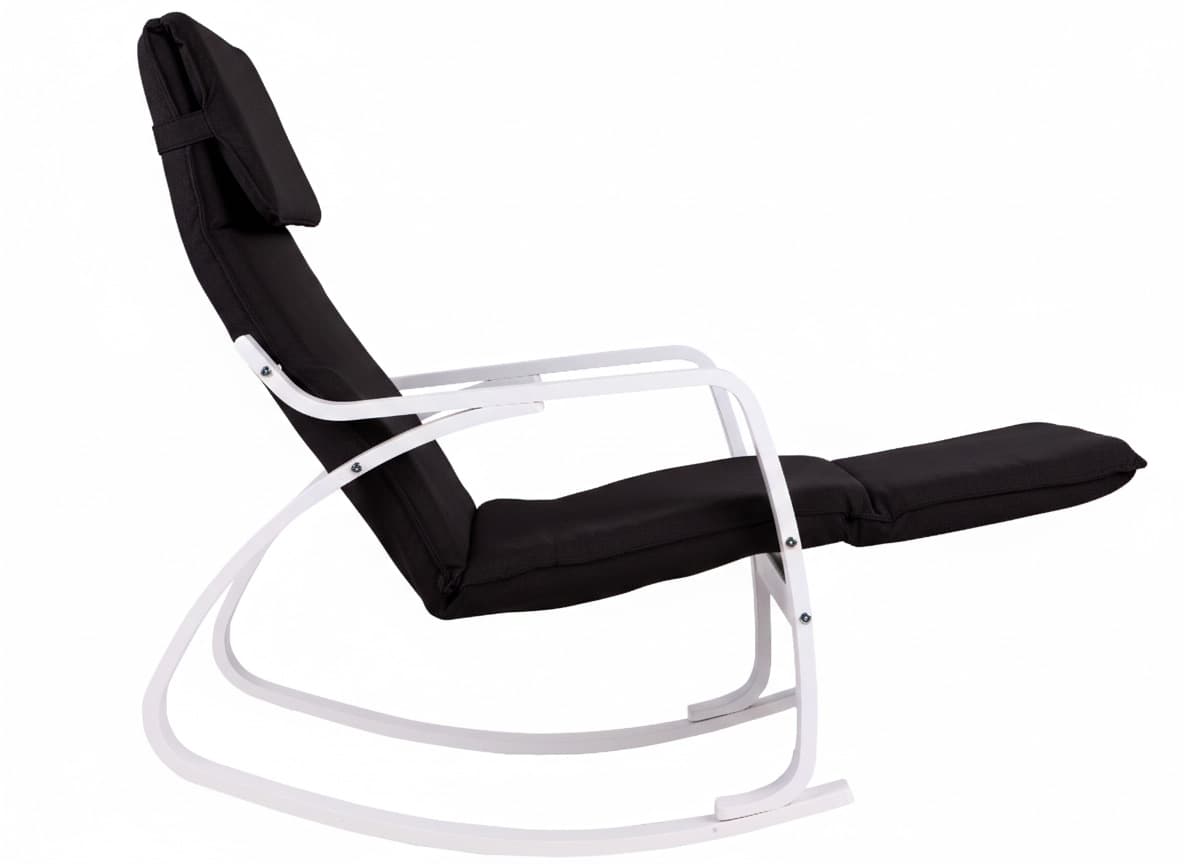 Fotel bujany regulowany podnóżek biało czarny ModernHome
