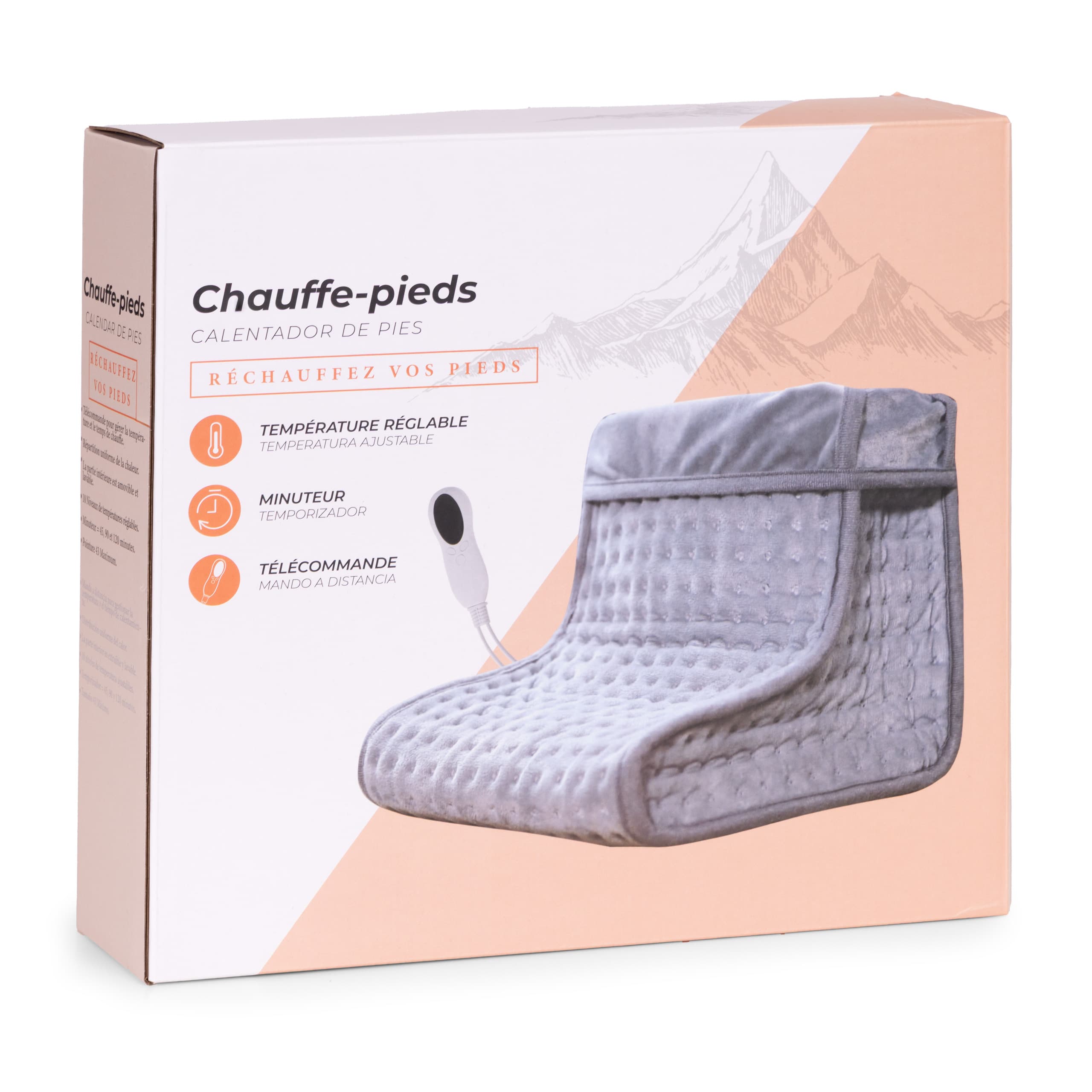 Elektryczny ogrzewacz do stóp z pilotem miękki but 10 poziomów grzania ciemnoszary ModernHome